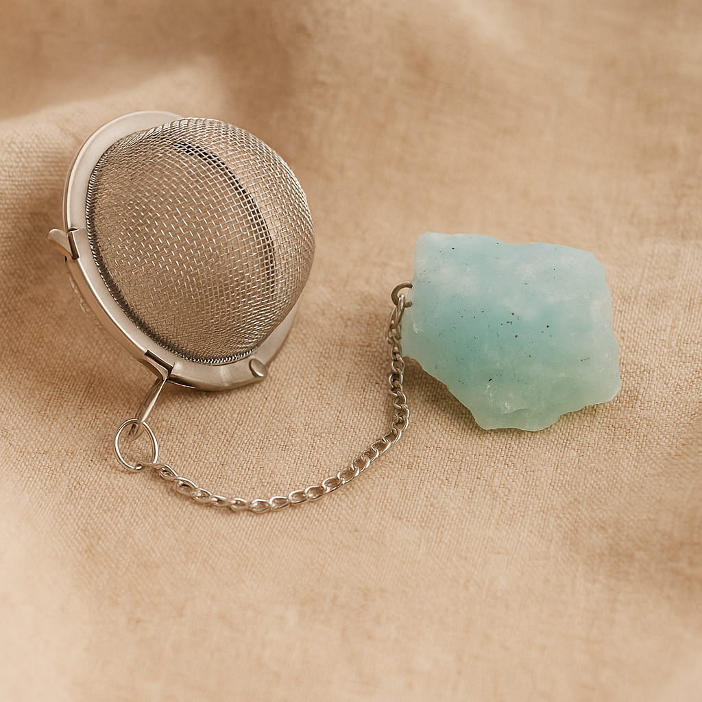 Infusor de Té con Cristal Bruto – Aguamarina Serenidad