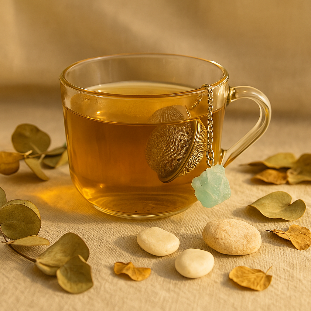 Infusor de Té con Cristal Bruto – Aguamarina Serenidad