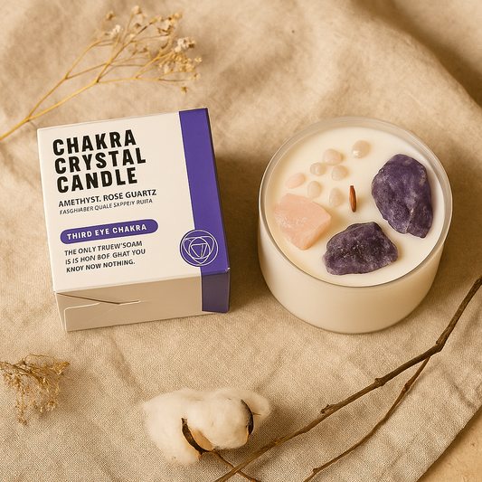Vela Chakra Intuición — Amatista y Cuarzo Rosa