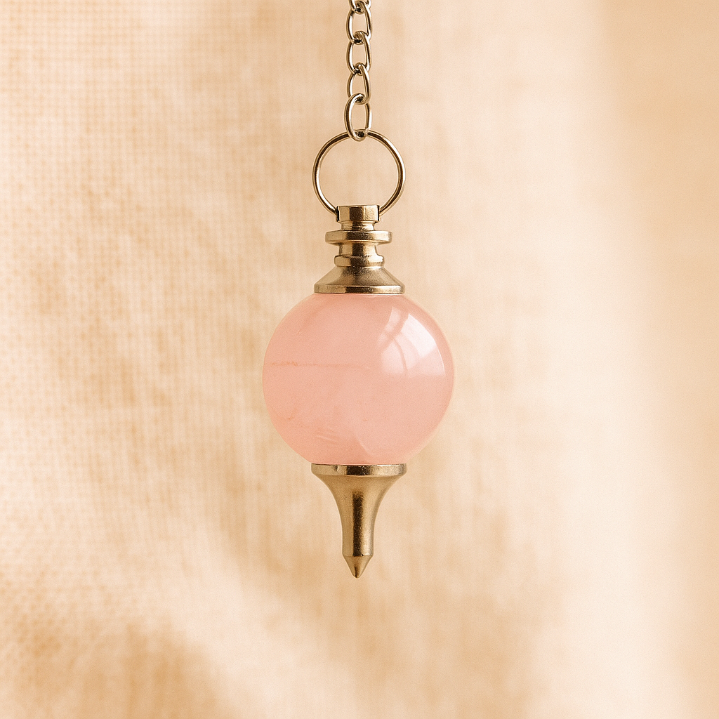 Péndulo Esfera de Cuarzo Rosa – Conexión y Amor