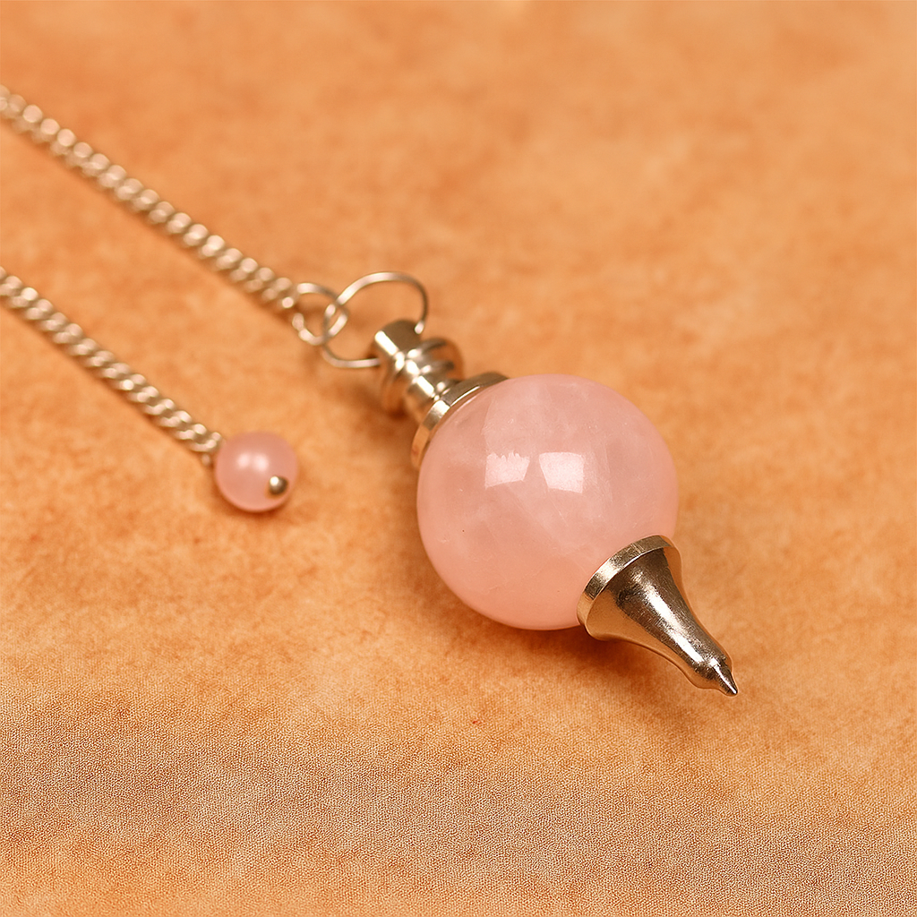 Péndulo Esfera de Cuarzo Rosa – Conexión y Amor
