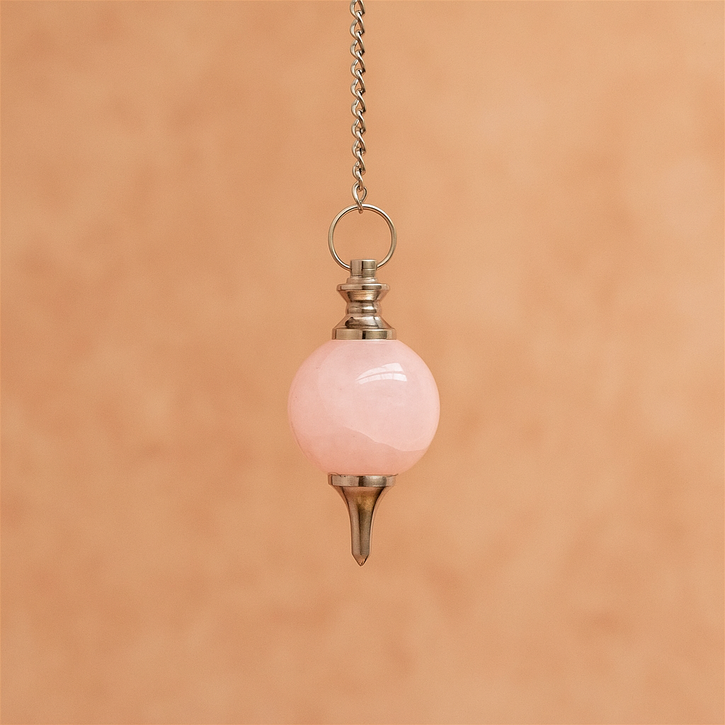 Péndulo Esfera de Cuarzo Rosa – Conexión y Amor