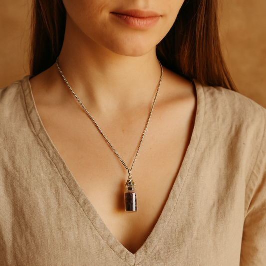 Colgante Botella de Amatista – Energía y Protección Interior